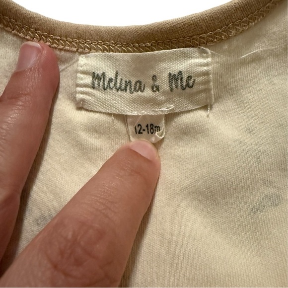 Melina & Me Floral Baby Romper 12–18M Neutral Beige Long Sleeve One Piece - Picture 5 of 5